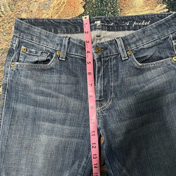 7 For All Mankind A Pocket Wide Leg Jeans Women’s 28×30 Dark Wash Relaxed Y2K - Picture 13 of 16
